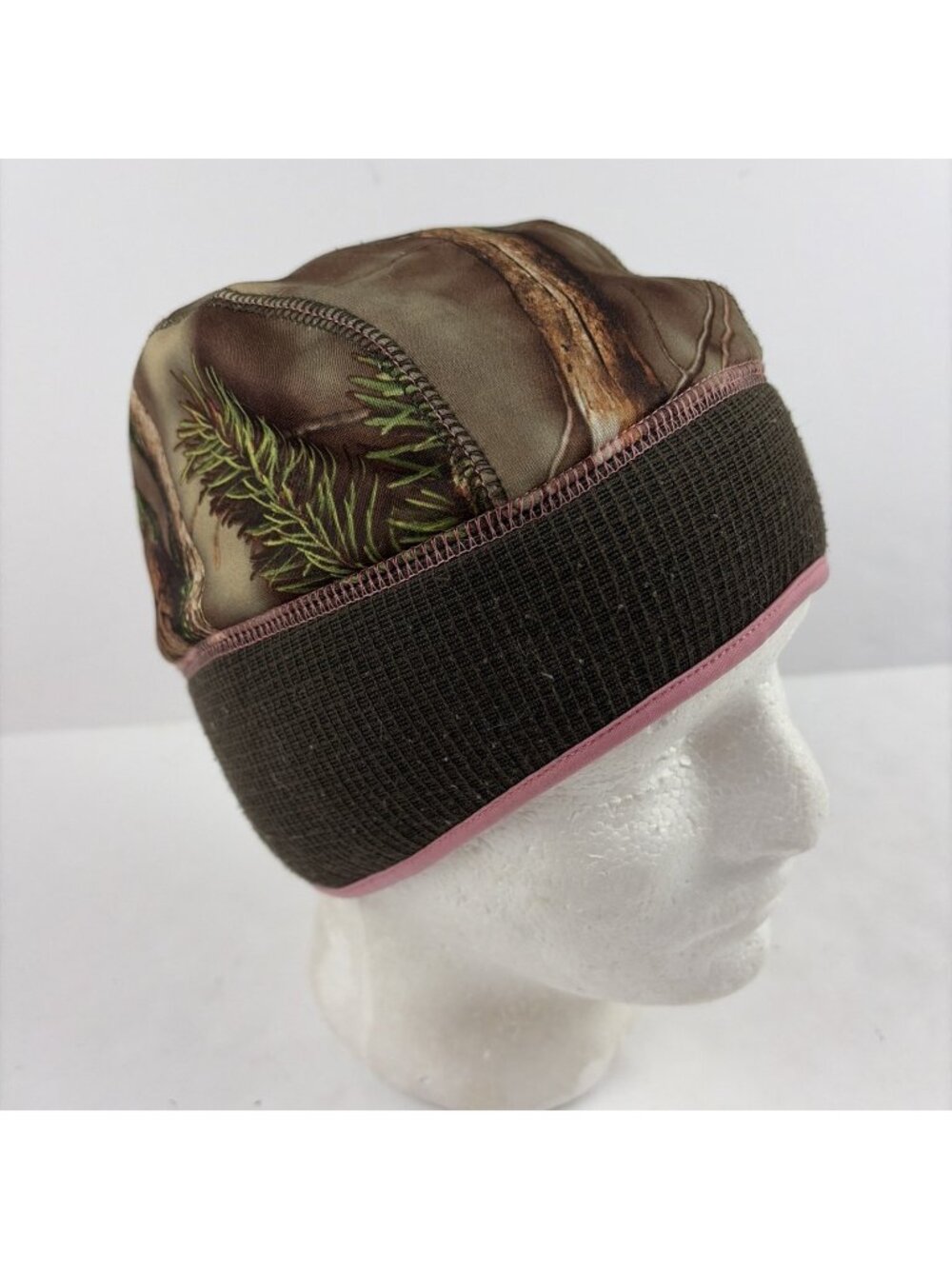 Huntworth Womens Ponytail Beanie Hat M/L Green Pink Camo Fleece Lined Hunting